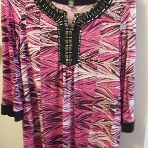 Long Magenta & Black Top by Style & Company